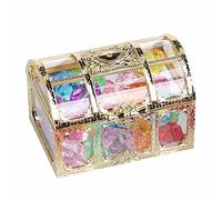 Pierres précieuses pour - Bijoux colorés avec boîte à poitrine de pirate au trésor | Ensemble de pierres précieuses acryliques d'été sous l'eau Décoration de fête d'anniversaire pour