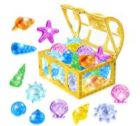 Pierres Precieuses pour Enfants, Jouets de Trésor de Piscine, 36 Gemmes de Plongée Colorés et 1 Coffre Tresor, Jouet de Plongée Enfant pour Fêtes à Piscine, Jeux de Plage, Chasses au Trésor (B)