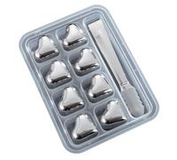 Pierres rafraîchissantes en métal pour whisky en acier inoxydable | Ensemble de pierres froides réutilisables à whisky - Technologie de refroidissement élevée en forme de cœur pour boissons