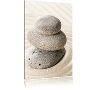 pierres zen dans le sable avec motif, taille: 60x80 à haute image angulaire de toile, XXL énormes Photos complètement encadrées avec civière, impression d'art sur murale avec cadre, moins cher que la peinture ou une peinture à l'huile, pas une affiche ou une bannière,