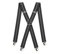 PIERROT Bretelles Homme Larges Made in France - Elastique Vintage Original Ultra Résistant & 4 Clips Extra Fort en X - Taille Unique Ajustable Jusqu’à 130cm - Garantie à Vie - Fabrication Artisanale