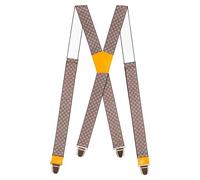 PIERROT Bretelles Homme Larges Premium Made in France - Taille Unique Ajustable - Elastique Renforcé et Finitions en Cuir - 4 Pinces Ultra Fortes en X - Garantie à vie