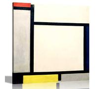 Piet Mondrian Impression sur toile encadrée avec motif rouge, bleu, noir, jaune et gris 30 x 30 cm