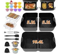 Pietuley 28Pcs Accessoire Air Fryer pour Ninja Foodi Flex 10,4 L AF500EU COSORI 10L, Moule Silicone Air Fryer pour Ninja AF500EUCP, Accessoires Air Fryer Ninja 10.4L, Plat pour Ninja Max AF500EU