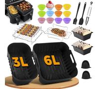 Pietuley Lot de 28 accessoires pour friteuse à air chaud Philips Dual Basket Airfryer 3000-5000 Series NA350/NA550 6L/3L - Moule en silicone, accessoires pour friteuse à air, kit d'accessoires en