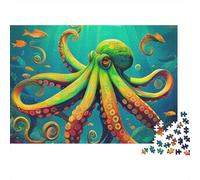 Pieuvre 1000 pièces Puzzle pour Adultes, Pieuvre Verte dans Un océan sous-Marin ensoleillé, Difficile épais Robuste Vibrant Anti-Stress 70x50cm/1000pcs