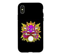 Pieuvre Drummer Rock Drum Kit Lightning Cartoon Music Art Coque pour iPhone X/XS