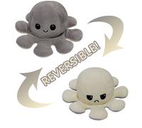 Pieuvre En Peluche Réversible En Peluche Double Face - Gris Et Blanc