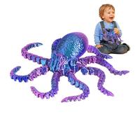 Pieuvre imprimée en 3D - Figurine de pieuvre transparente - Sculpture de pieuvre flexible - Modèle de pieuvre imprimé réaliste - Tentacules mobiles - Décoration de bureau créative - Fidget pour jouets