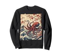 Pieuvre Japonaise Vague de l'océan Sakura Art Sweatshirt