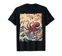 Pieuvre Japonaise Vague de l'océan Sakura Art T-Shirt