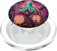 Pieuvre Jouant de la Batterie Batteur Cool Rock Musicien PopSockets PopGrip pour MagSafe