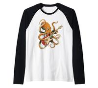 Pieuvre Jouant de la Guitare électrique Rock Music Kraken Manche Raglan