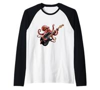 Pieuvre Jouant de la Guitare électrique Rock Music Kraken Musicien Manche Raglan