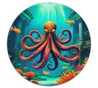 Pieuvre Puzzle 1000 Pièces Bâtiment sous-Marin Ronde Puzzle Jeu Éducatif Challenge Toy Décor À La Maison pour Toute La Famille 1000pcs (67.5x67.5cm)