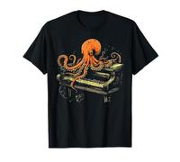 Pieuvre rétro jouant du piano musicien animal marin plongée sous-marine T-Shirt