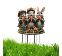 Pieux de cour de Pâques, pieu de cour de Pâques | Pieu de décoration de cour | Panneaux extérieurs de vacances en acrylique 2D, accessoires de décoration de pelouse d'oeuf de lapin de printemps pour