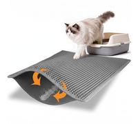 Pieviev Tapis de litière pour chat de grande taille, 76,2 x 61 cm, double couche, motif nid d'abeille, imperméable, sans BPA, doux pour les pattes et lavable (gris clair)