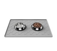 Pieviev Tapis Gamelle pour Chat et Chien, Tapis Nourriture Bol en Silicone 61x41cm, Qualité Alimentaire, Imperméable et Antidérapant, Accessoire pour Animal, Gris Clair
