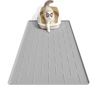 Pieviev Tapis Litiere Chat Silicone, 86x56cm Tapis de Litière pour Chat, Antidérapant et Imperméable, Cat Litter Mat pour Ramasser Le Sable, Gris Clair