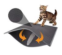 Pieviev Tapis Litière Chat, Sortie Bac Double Couche Alvéolée, 76x61cm Gris