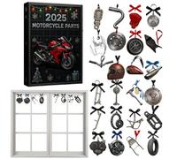Piezas De Motocicleta Adviento Navidad 2025 - Colgante Acrílico 2D Decoración 24 Días, Cuenta Atrás De Colgante De Piezass De Motocicletas, Calendario Navideño | Para Fans De Moto Navideños