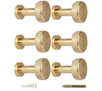 Piffny Lot de 6 crochets ronds à vis en acier inoxydable pour serviettes, peignoirs, chapeaux, vestes dans la salle de bain, la chambre, la cuisine, l'entrée, la terrasse de barbecue/piscine, or
