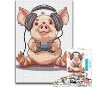 Pig Gaming Puzzle Adulte 500 pièces, en Bois | Activité autour de la table avec activité autour de la table le w nd.