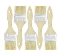 Pig Hair Paint Lot de 5 pinceaux plats de 5 cm pour peintures murales acryliques polyvalents avec manche en bois laqué pour vernis et peintures