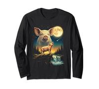 Pig Hurlant to The Moon Meme Funny 90's Pig Farm Animal Manche Longue