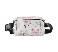 Pig Peach Tree Sac banane tendance pour homme et femme Sac banane multifonction avec sangle réglable pour voyage, vacances, course à pied, pêche cochon, taille unique, Pêcher cochon, Taille unique
