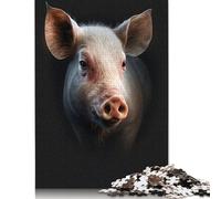 Pig Portrait Photo Puzzles Imposible,desafío Para Adultos Entretenimiento Creativo 1000 Piezas Obra De Arte De Juego De Para Adultos Y Niños 1000pcs (75x50cm)