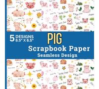 Pig Scrapbook Paper Seamless Design: Pig Faces, Baby Piglets, Watercolor Farm Animals, Leafy Grass, Pig Craft Paper Pad for Scrapbooking DIY Projects