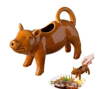 Pig-Shaped Ceramic Pitcher - Curled-Tail Handle Gravy & Creamer Boat 150ml | 6.42 x 2.56 x 4.13 Inch | 150ml Capacity | Pig-Shaped Ceramic Creamer Pitcher with Curled-Tail Handle & Wide Spout for Smooth