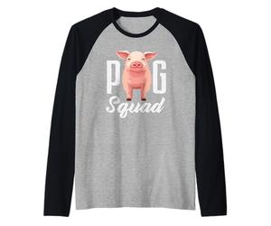 Pig Squad Team Crew Farmer Group Animal de la Ferme Rose Manche Raglan