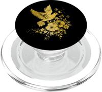 Pigeon Blanc Colombe Oiseau Vintage Signe de Paix Fleurs PopSockets PopGrip pour MagSafe