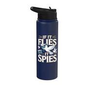 Pigeon If It Flies Spies Photographe Amoureux des oiseaux Stainless Steel Insulated Water Bottle
