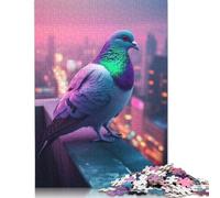 Pigeon in Neon City Puzzle 1000 Pieces Cadeau Unique Jeu Éducatif Challenge Toy À De Qualité Supérieure Peinture Art pour Adultes Et Enfants À Partir De 14 Ans 1000pcs (40x28cm)
