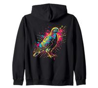 Pigeon Urbain Coloré en Néon avec Éclaboussures de Peinture Sweat à Capuche