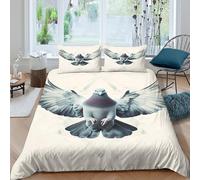 Pigeon Wingspan Linge de Lit Microfibre Hypoallergique 3 Pièces 3D Imprimée Léger Avian Art Style Parure de Lit avec 2 x Taies d'oreiller Super Douce for Chambre de Adolescents Super King（260x220cm）
