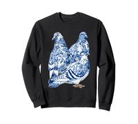 Pigeons Floraux avec Fleurs Delft Art Chinoiserie Bleu Toile Sweatshirt