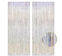PIGETALE Lot de 2 rideaux à franges en aluminium argenté de 1 x 2,5 m