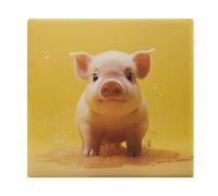 Piggy is Jumping Coussins carrés imprimés pour chaise de yoga en mousse à mémoire de forme pour cuisine, salle à manger, bureau ou voiture, 38,1 x 38,1 cm, blanc