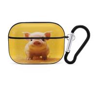 Piggy is Jumping Étui de protection antichoc pour Airpods Pro avec mousqueton anti-chute pour Airpods Pro 2ème génération Noir
