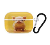 Piggy is Jumping - Organiseur pour écouteurs Airpods Pro résistant aux chocs avec mousqueton et clip anti-chute pour Airpods Pro 2e génération, blanc