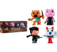 Piggy Lansay Pack de 4 Figurines 8 cm Série 1 & 2 - Foxy, Soldier, Red Clowny - avec Accessoires et Code de Téléchargement - Figurines de Jeu Vidéo à Collectionner - Dès 6 Ans