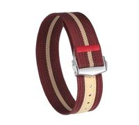 PIGLOLKINY 20/22mm for Omega X Swatch MoonSwatch toile Nylon bracelet de montre boucle pliante(Burgundy red,20mm)