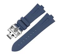 PIGLOLKINY Bracelet de montre en caoutchouc Silicone for Vacheron Constantin outre-mer VC 47450 49020 bracelet 25MM-8MM for hommes(Blue-silver-B)