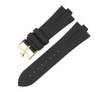 PIGLOLKINY Bracelet de montre en caoutchouc Silicone for Vacheron Constantin outre-mer VC 47450 49020 bracelet 25MM-8MM for hommes(Black-gold)