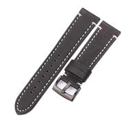 PIGLOLKINY Bracelet de montre en cuir vache, cire d'huile, 18/20/22/24mm, for Huawei, For Amazfit, For Samsung, For Galaxy Watch 4(Black Black Buckle,18mm)